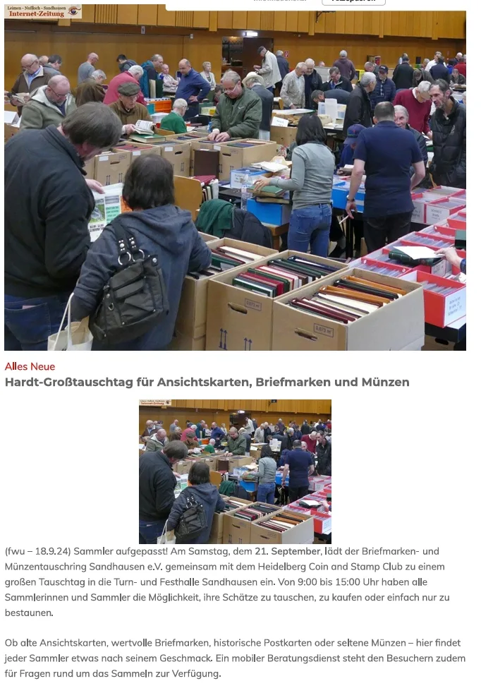 Pressemitteilung vom leimenblog zum Großtauschtag des bmtr Sandhausen 09/2023